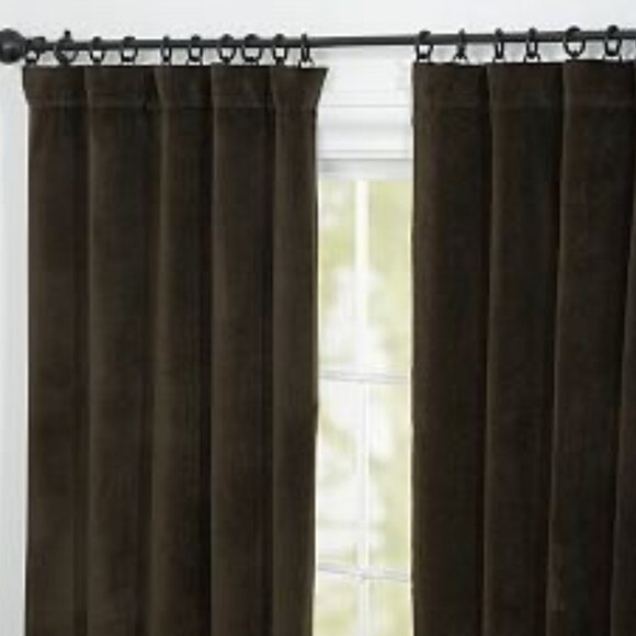 Pottery Barn Chocolate Velvet Lined Curtain Panels (2) 50 x 96